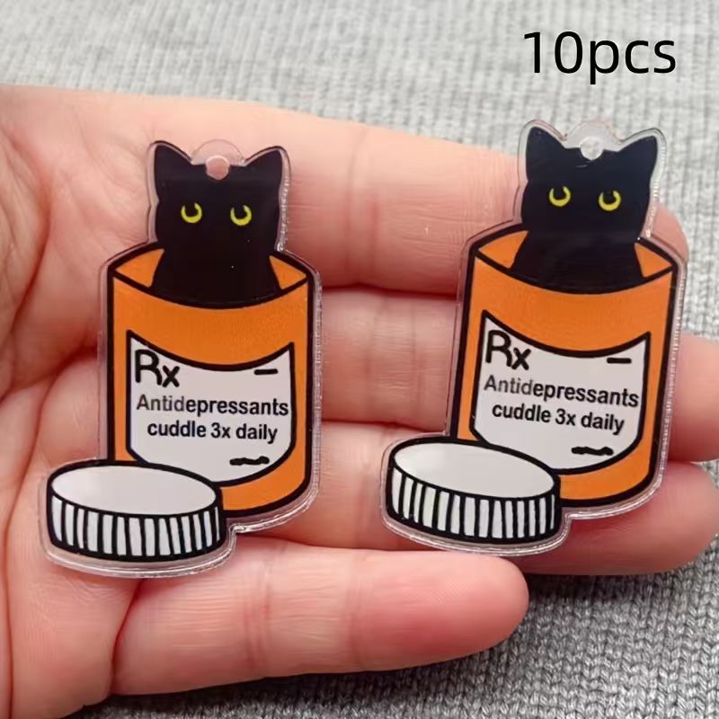 Jewelry Making Diy - 10pcs acrylic medicine cat pendant, DIY