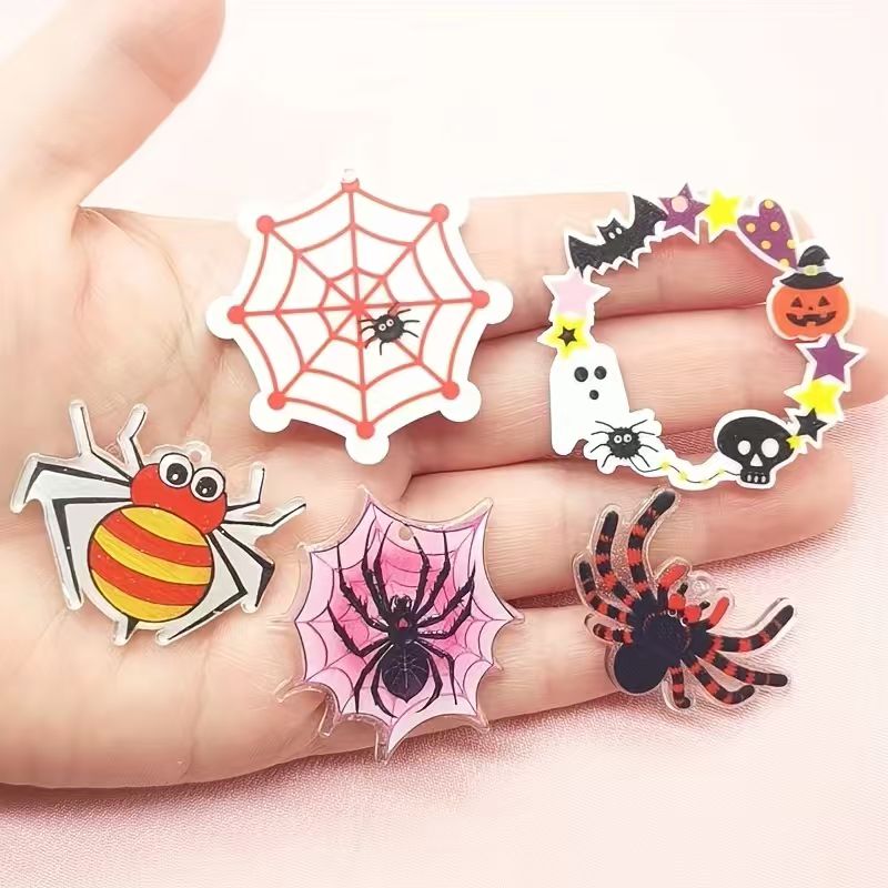 Jewelry Making Diy - 10pcs acrylic Halloween spider pendant, DIY