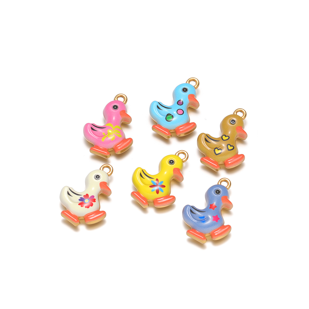 Jewelry Making For Kids - 4pcs Stainless Steel Colorful Enamel Duck