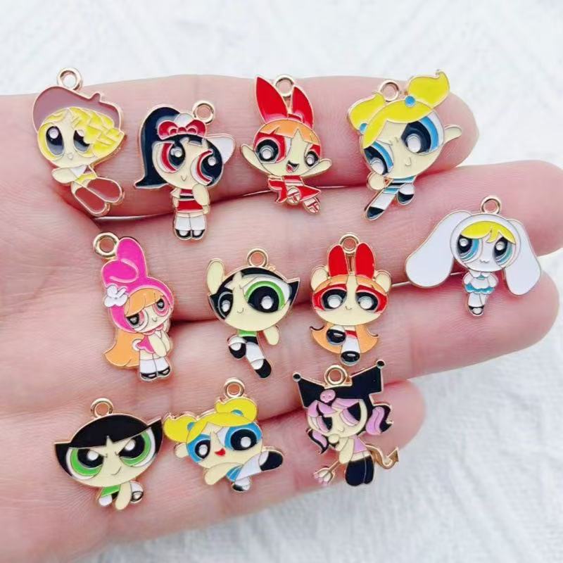 Jewelry Making Diy - 10pcs Alloy Oil-Dripping Cartoon Girl Pendant,