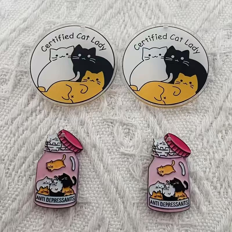 Jewelry Making Diy - 10pcs acrylic cute cat pendant, DIY