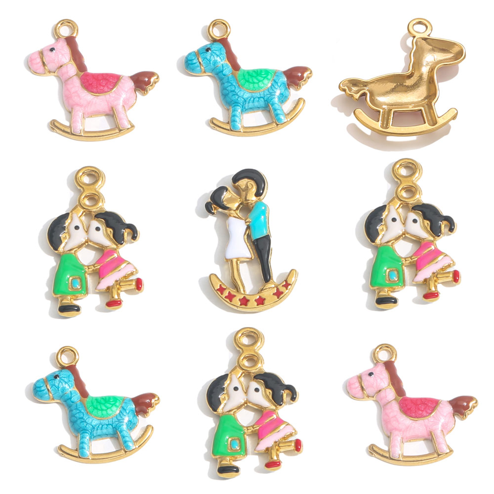 Jewelry Making For Couples - 2pcs Stainless Steel Charm Couple Pink