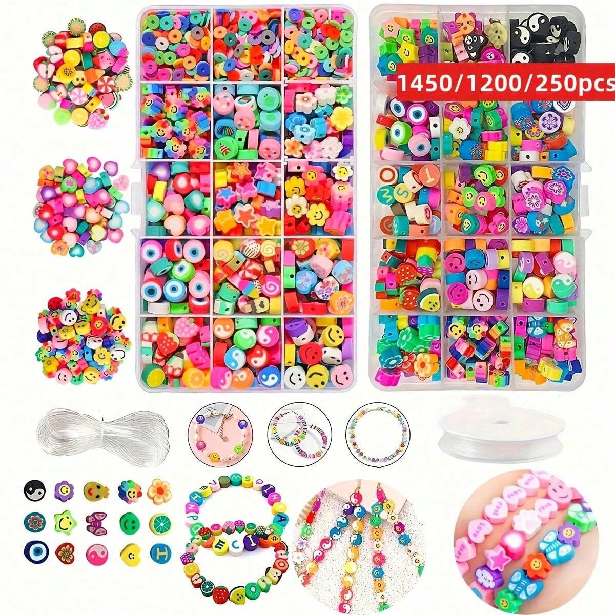 Jewelry Making Yarn - 1450/1200/250pcs Polymer Clay Beads Set, Box,