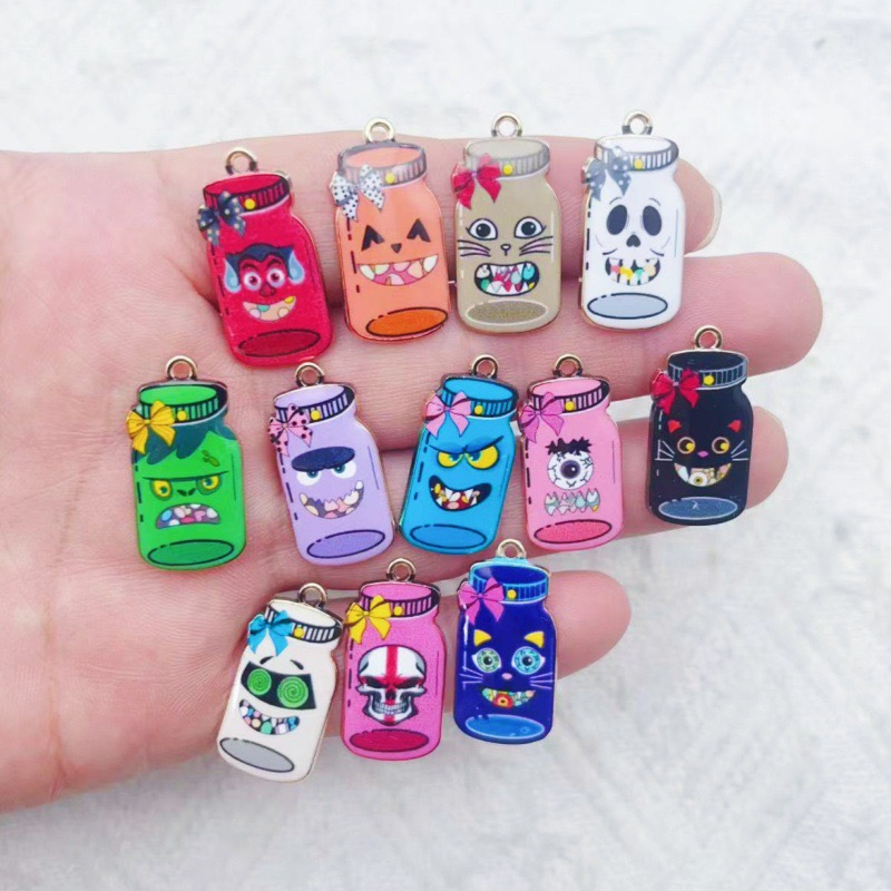 Jewelry Making Diy - 12pcs alloy printed bottle pendant, DIY