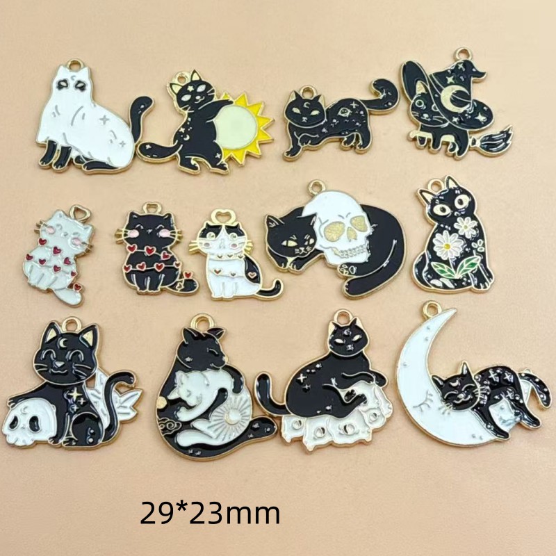 Jewelry Making Diy - 10pcs Original Alloy Enamel Black Cat