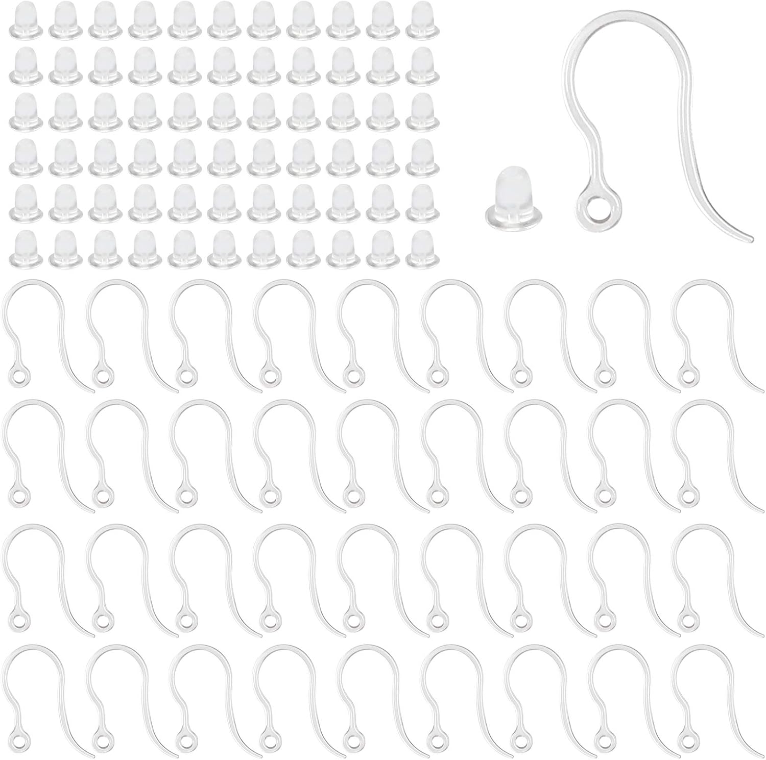 Jewelry Making Yarn - 40pcs Clear Plastic Earring Hooks Ear
