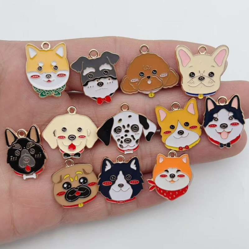 Jewelry Making Diy - 12pcs cartoon pet spotted dog alloy