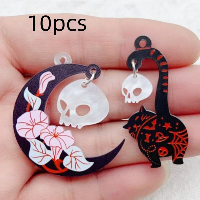 10pcs Halloween Acrylic Ghost  - огляд і ціна Jewelry Making Diy