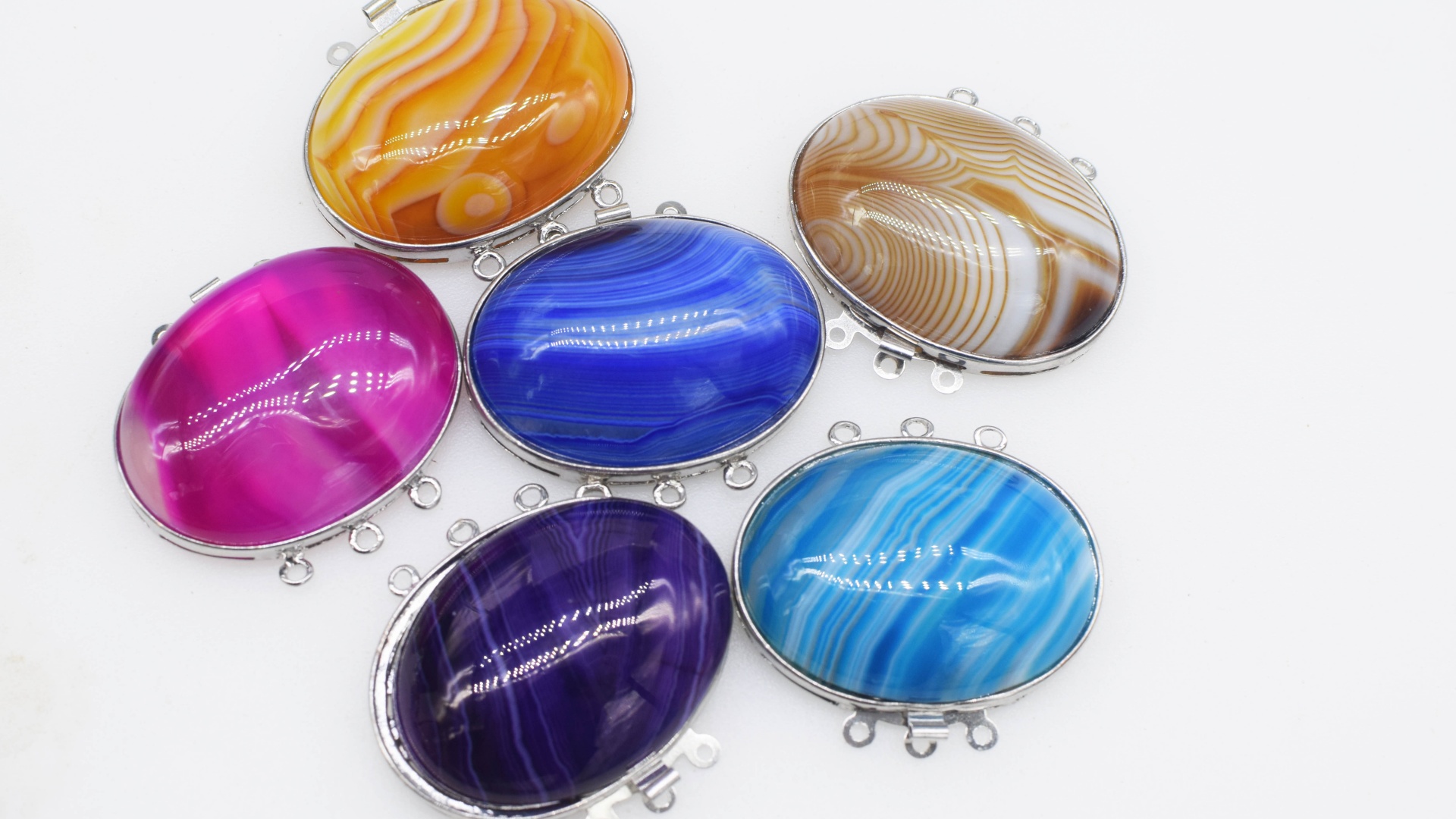 1Piece Multicolor Agate Flat O - огляд і ціна Jewelry Making Stones