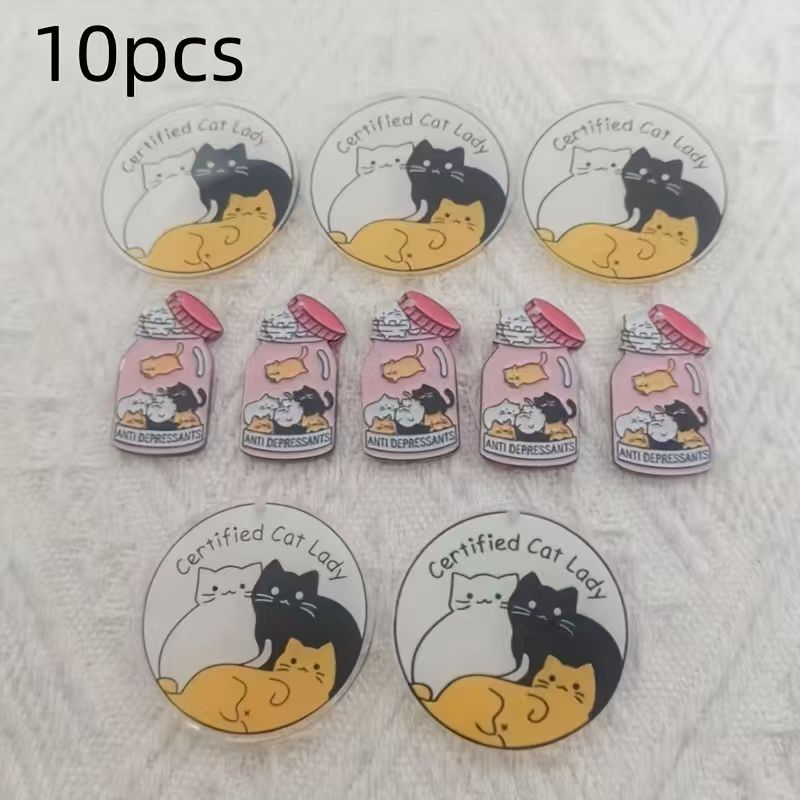 10pcs acrylic cute cat pendant - огляд і ціна Jewelry Making Diy